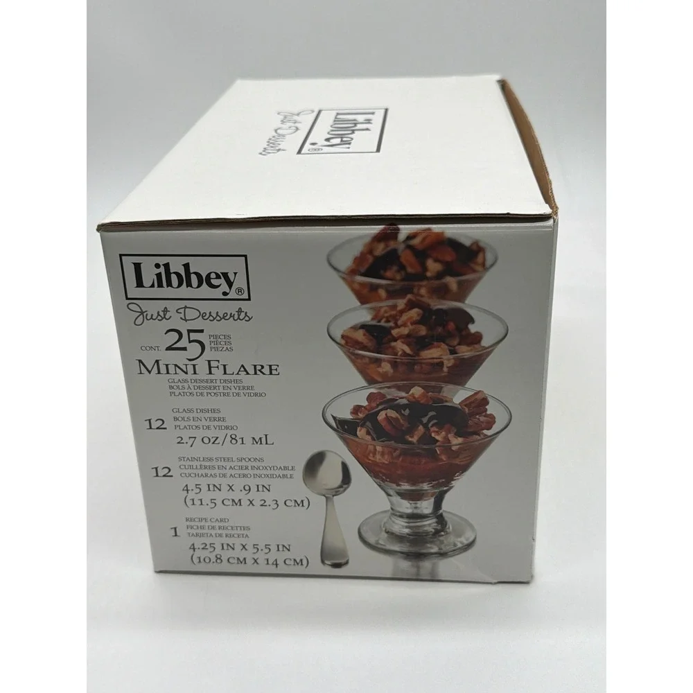 Libbey Just Desserts 25 Piece Mini Flare Glass Set with Spoons and Recipe Card